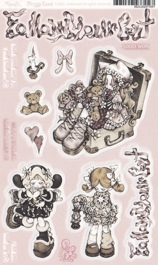 "Trust your gut !" sticker sheet - Fuzzy Land