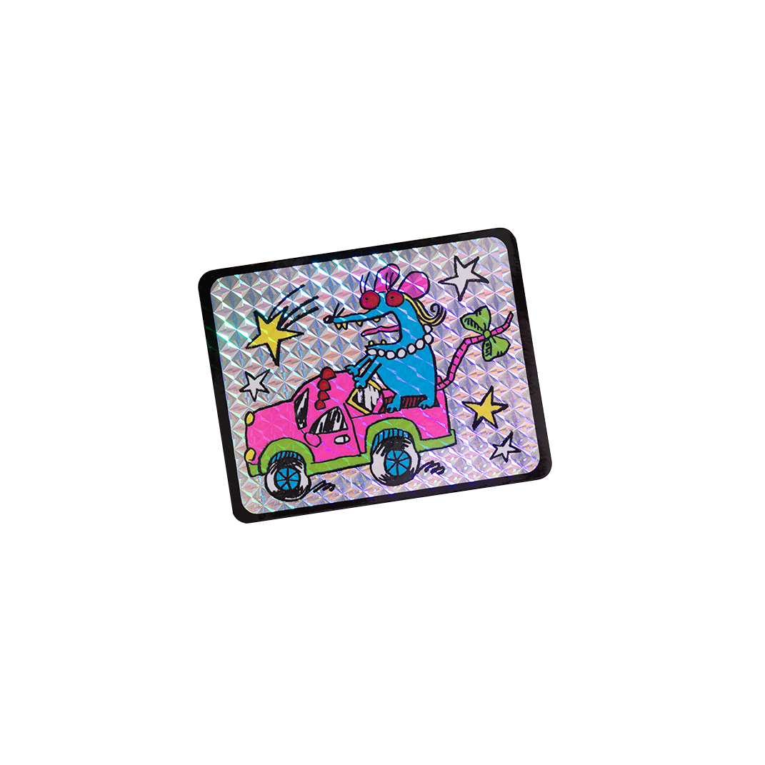 Colorful children's rug with cartoon design on a white background