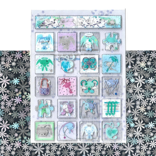 "Puzzle angel " 3D sticker sheet  - alldollscode