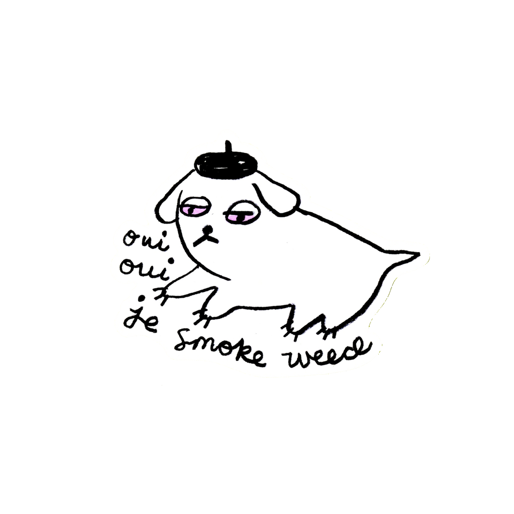 "Weed dog" sticker - gentle thrills
