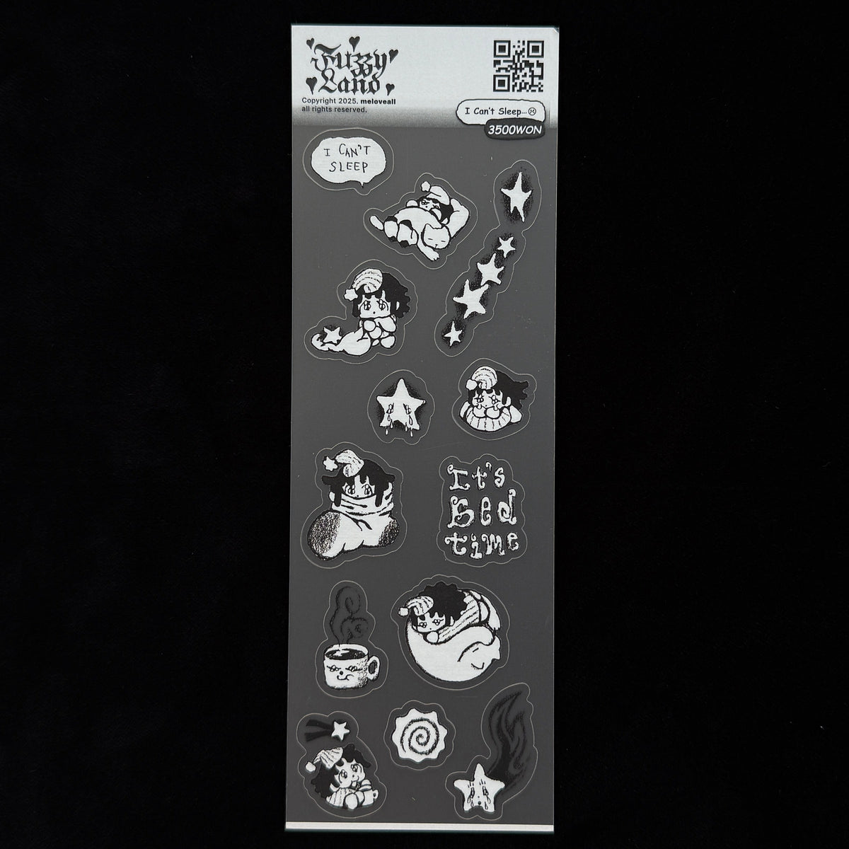 "I can't sleep" sticker sheet - Fuzzy Land