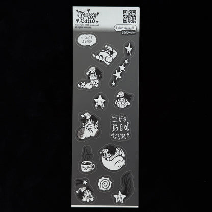 "I can't sleep" sticker sheet - Fuzzy Land