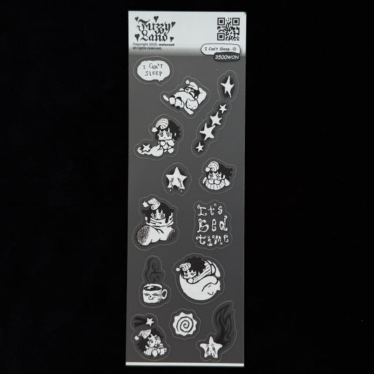 "I can't sleep" sticker sheet - Fuzzy Land