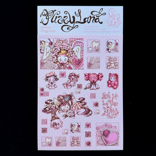 "Puzzy Land" sticker sheet - Fuzzy Land