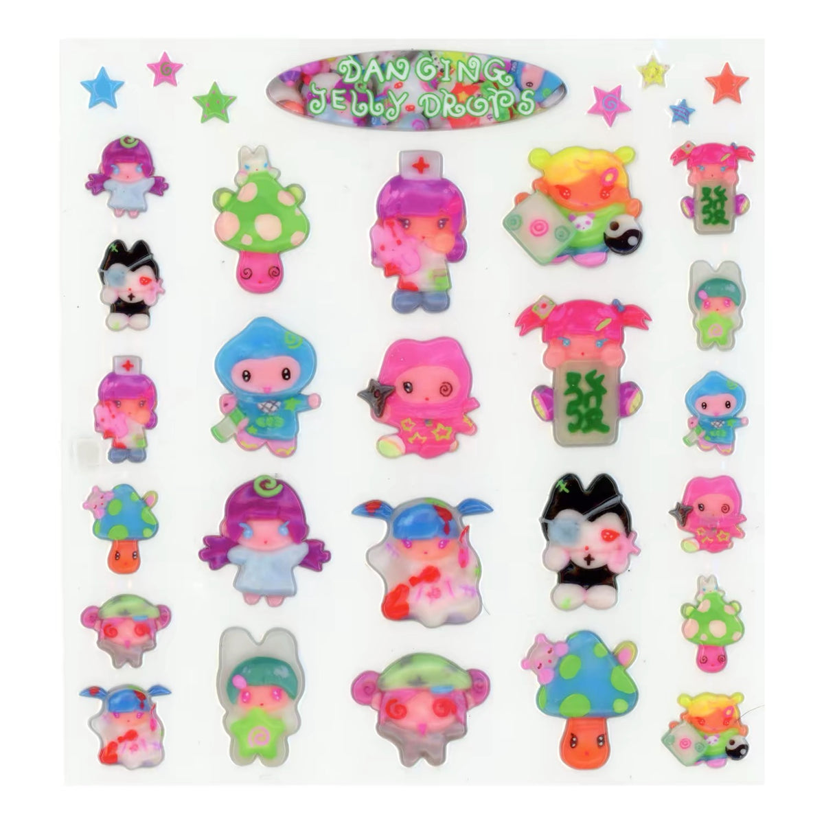 "Dancing Jellydrops" sticker sheet - Sunonebird