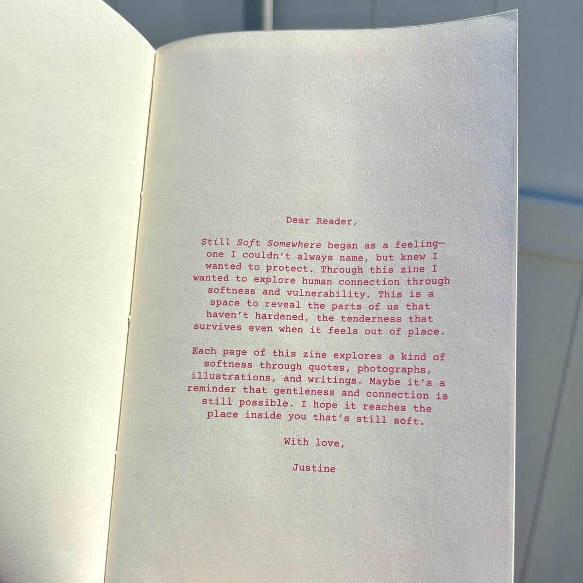 "Still Soft Somewhere" zine - Justine Veras