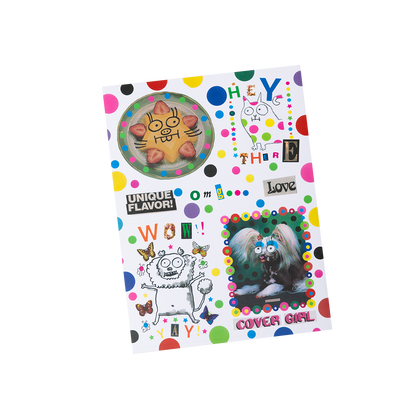 Colorful product packaging with cartoon characters and text on a white background